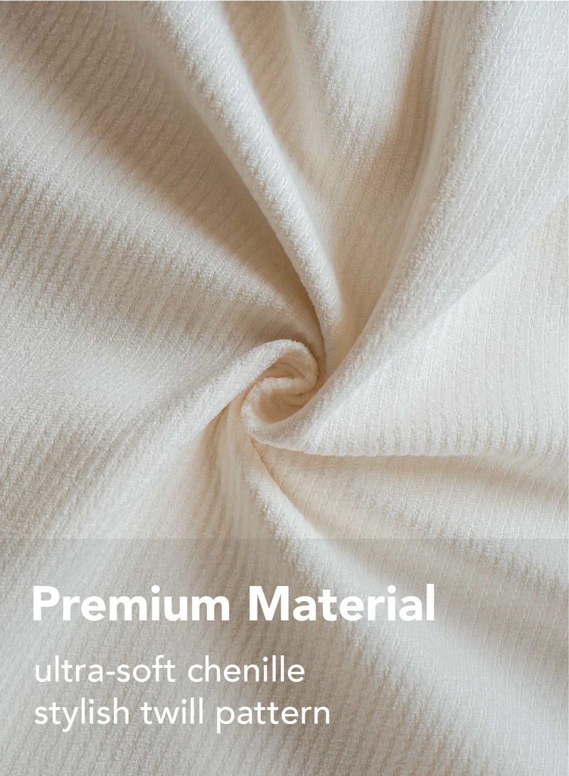 a moment Pack of 2 Decorative Chenille Throw Pillow Covers with Twill Cushion Covers for Sofa Living Room Couch Bed 30x50 CM Raw White - Image 1